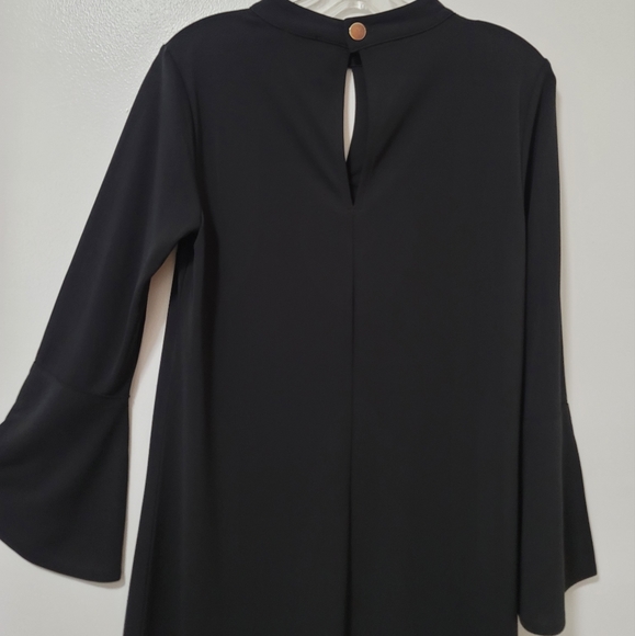 Ann Taylor Black Long Bell Sleeve Jersey Shift Dress Size Small Stretch - Picture 11 of 14